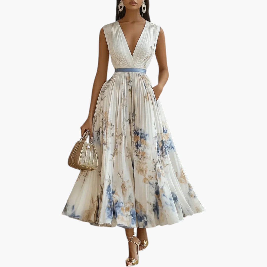 Bavane | Women's Maxi Dress with V-Neck and Wrap Design