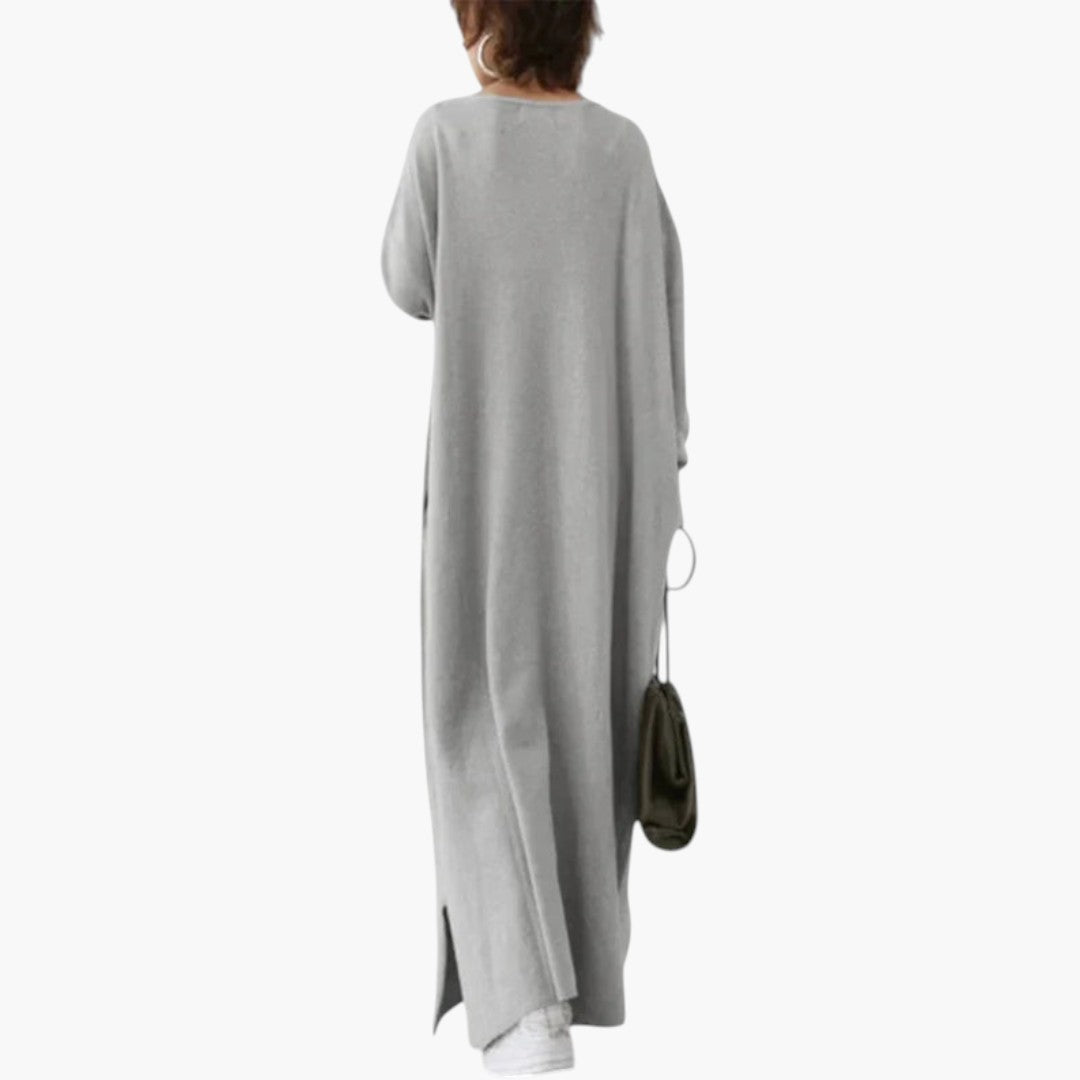 Women's Maxi Dress with Long Sleeves and Fluid Fit