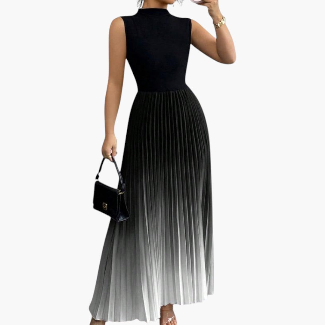Women's Maxi Dress with Sleeveless Design and Pleated Skirt