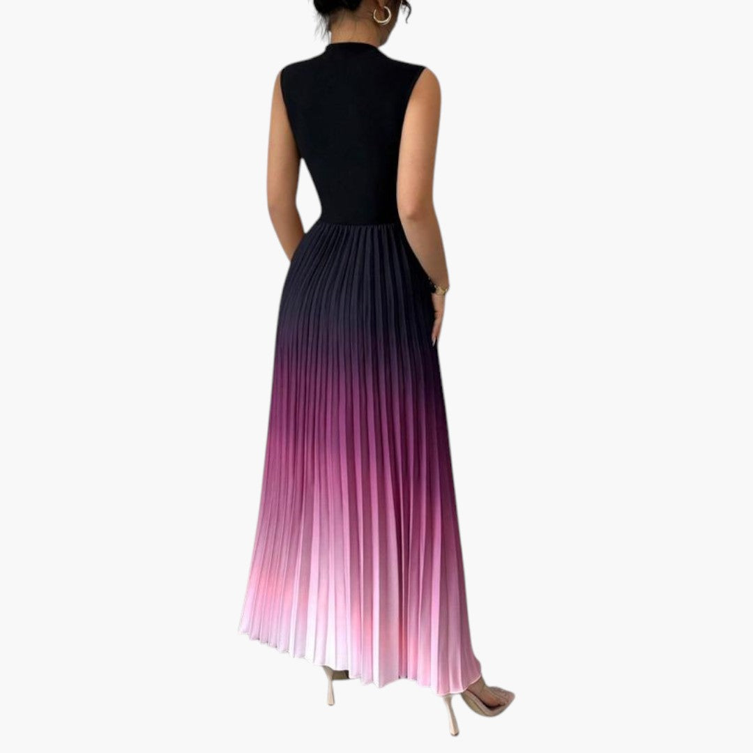 Women's Maxi Dress with Sleeveless Design and Pleated Skirt