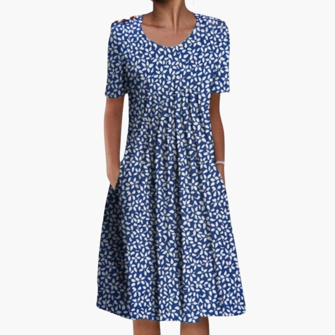Women's Midi Dress with Layered Design and Fitted Waist