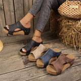 Women's Wedge Sandals with Studded Straps and Cushioned Insole