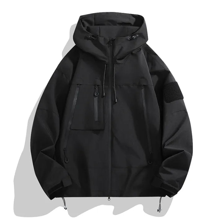 Men's Softshell Jacket with Hood and Zipper Pockets