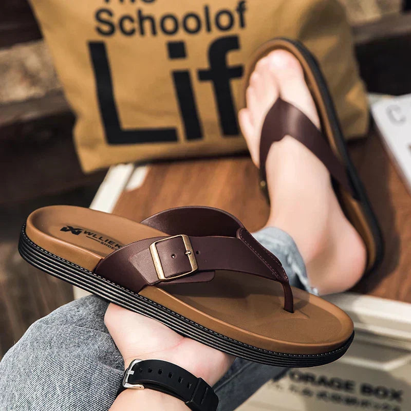 Women's Sandals with Vegan Leather Upper and Textured Outsole