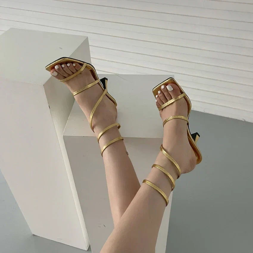 Women's Sandals with Strap Design and High Heel