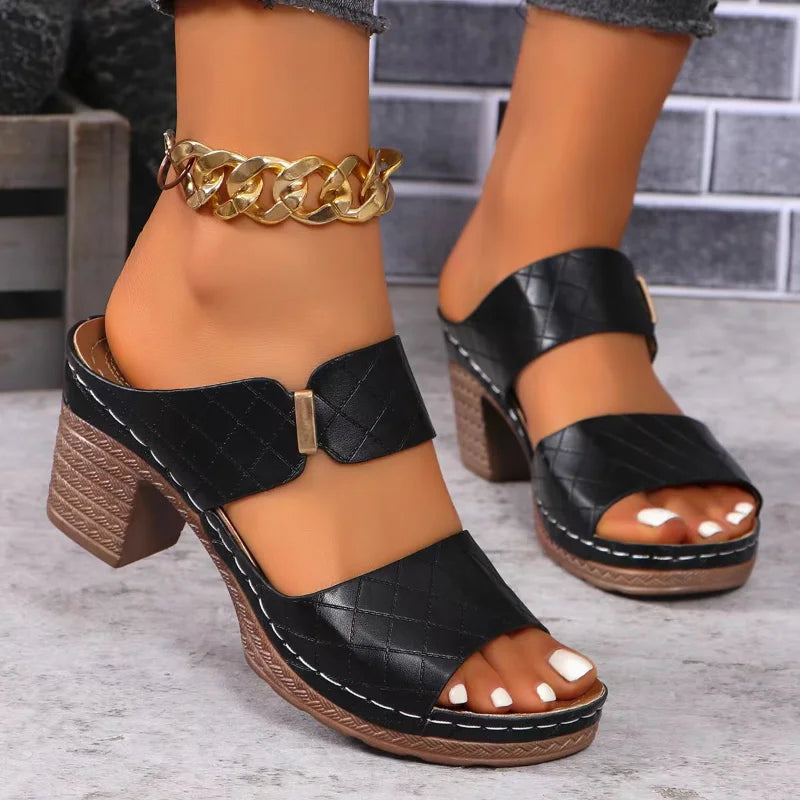 Women's Block Heel Sandals with Arch Support and Adjustable Straps