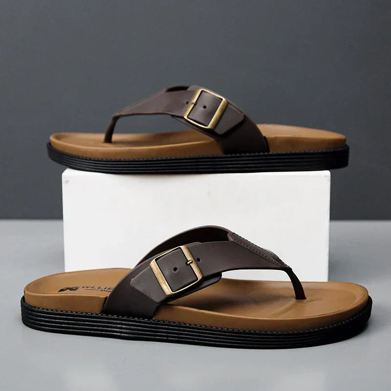 Women's Sandals with Vegan Leather Upper and Textured Outsole