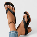 Women's Block Heel Sandals with Thong Strap and Platform Sole