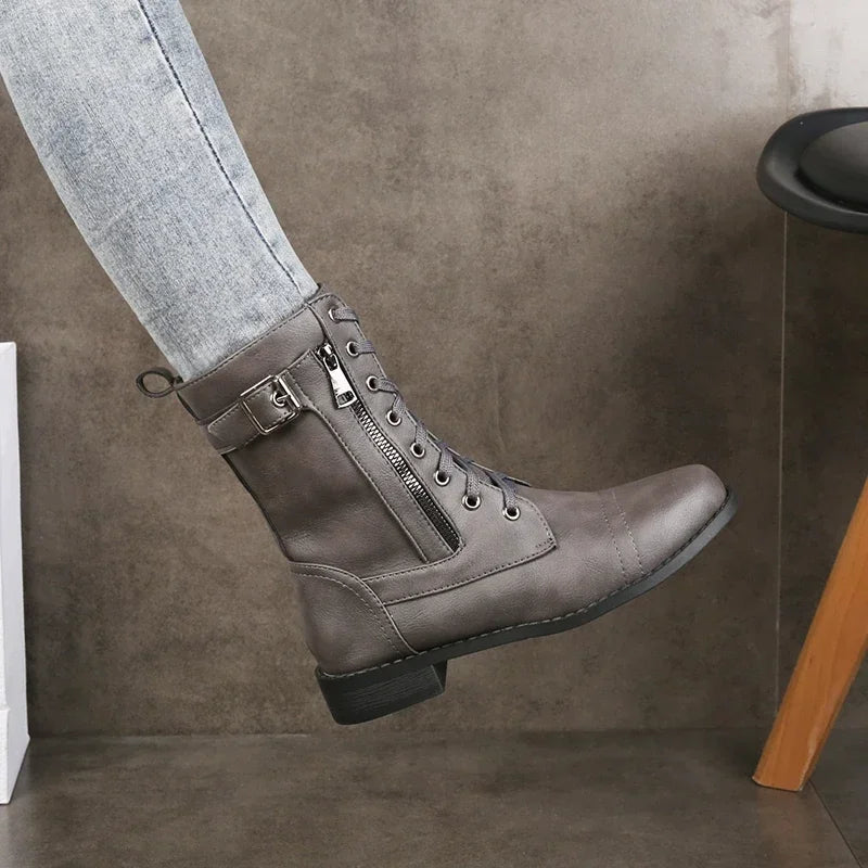 Boots For Women | Mid-Calf With Lace-Up Front