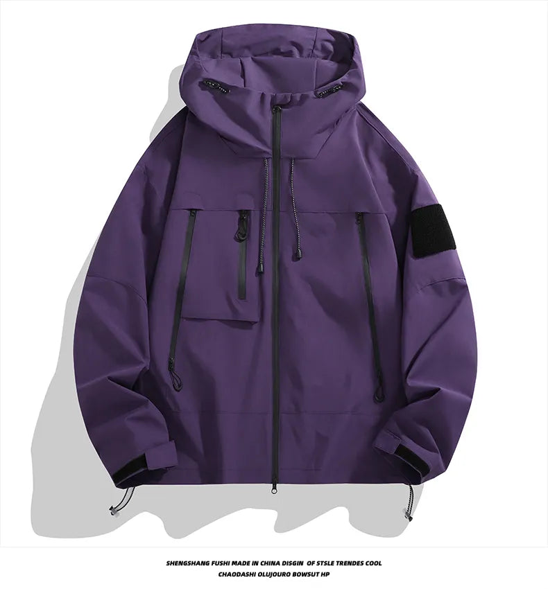 Men's Softshell Jacket with Hood and Zipper Pockets
