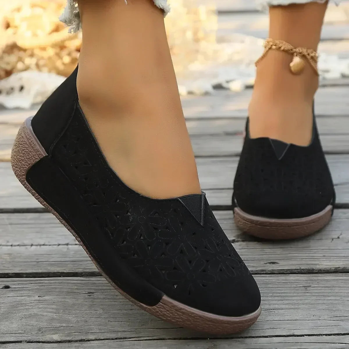 Women's Orthopedic Loafers with Leather Upper and Wedge Sole