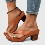 Women's Block Heel Sandals with Thong Strap and Platform Sole