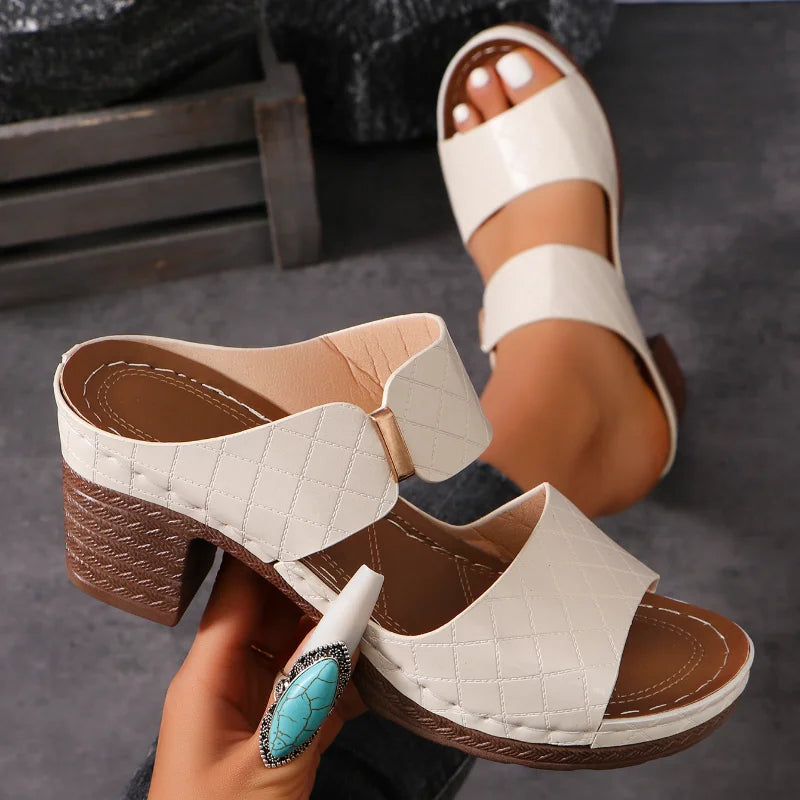 Women's Block Heel Sandals with Arch Support and Adjustable Straps