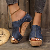 Women's Wedge Sandals with Studded Straps and Cushioned Insole