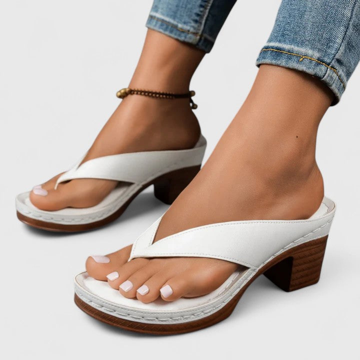 Women's Block Heel Sandals with Thong Strap and Platform Sole