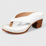 Women's Block Heel Sandals with Thong Strap and Platform Sole