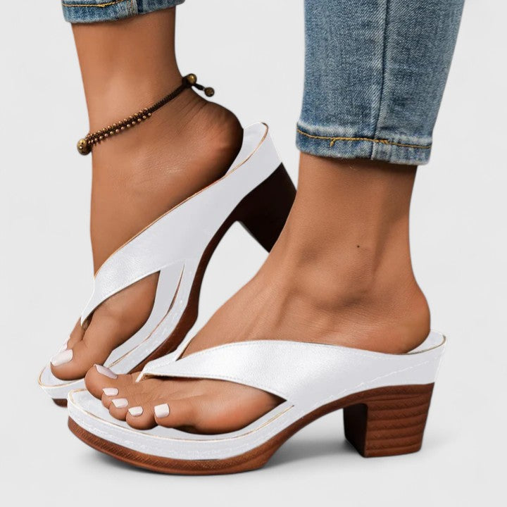 Women's Block Heel Sandals with Thong Strap and Platform Sole