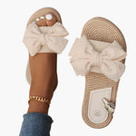 Women's Sandals with Open Toe and Decorative Knot Detail