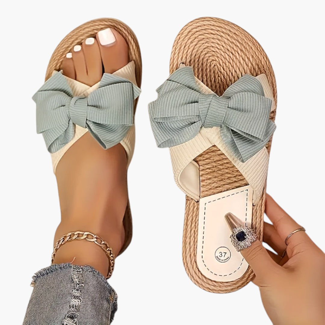 Women's Sandals with Open Toe and Decorative Knot Detail