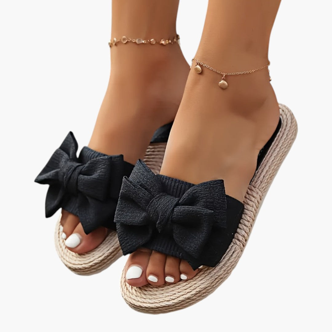 Women's Sandals with Open Toe and Decorative Knot Detail