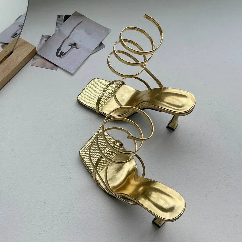 Women's Sandals with Strap Design and High Heel