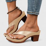 Women's Block Heel Sandals with Thong Strap and Platform Sole
