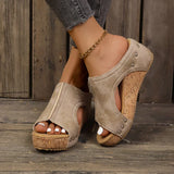 Women's Wedge Sandals with Studded Straps and Cushioned Insole