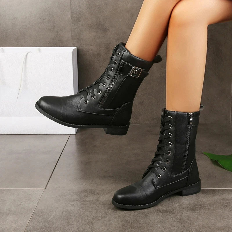 Boots For Women | Mid-Calf With Lace-Up Front