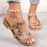 Womens Orthopedic Sandals with Adjustable Straps and Embellished Upper