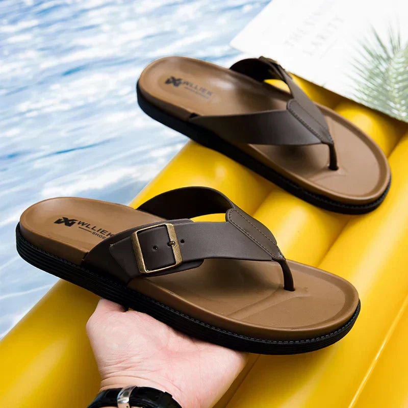 Women's Sandals with Vegan Leather Upper and Textured Outsole