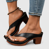 Women's Block Heel Sandals with Thong Strap and Platform Sole
