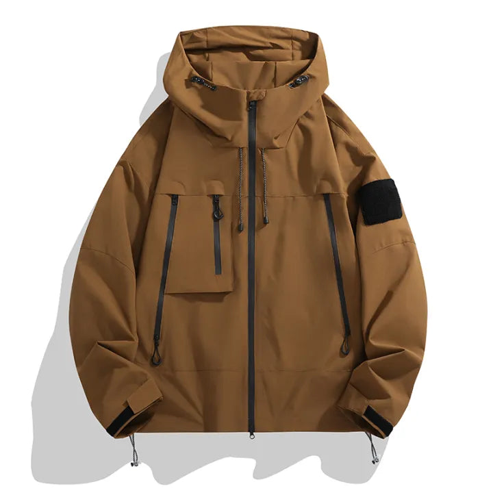 Men's Softshell Jacket with Hood and Zipper Pockets