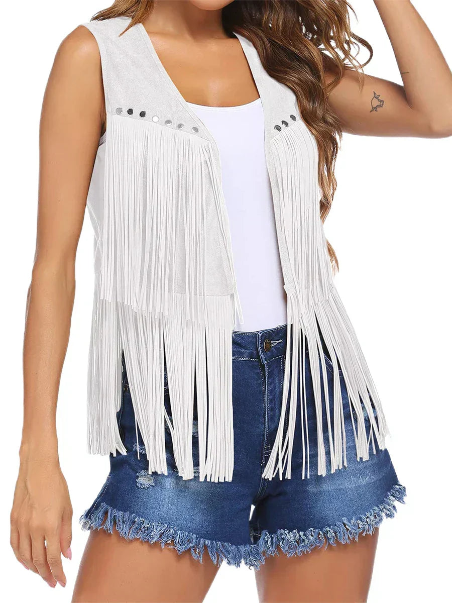 Women's Vest | Sleeveless Fringe Open Front