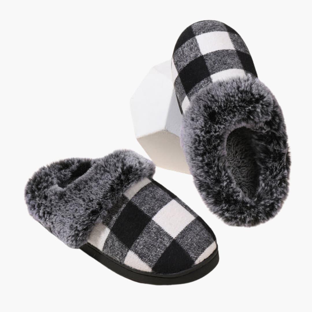 Bavane | Unisex Slippers with Checkered Pattern and Plush Lining