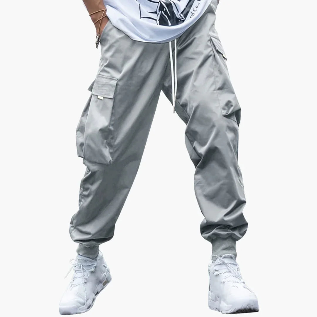 Men's Cargo Jogger Pants with Drawstring and Elastic Cuffs