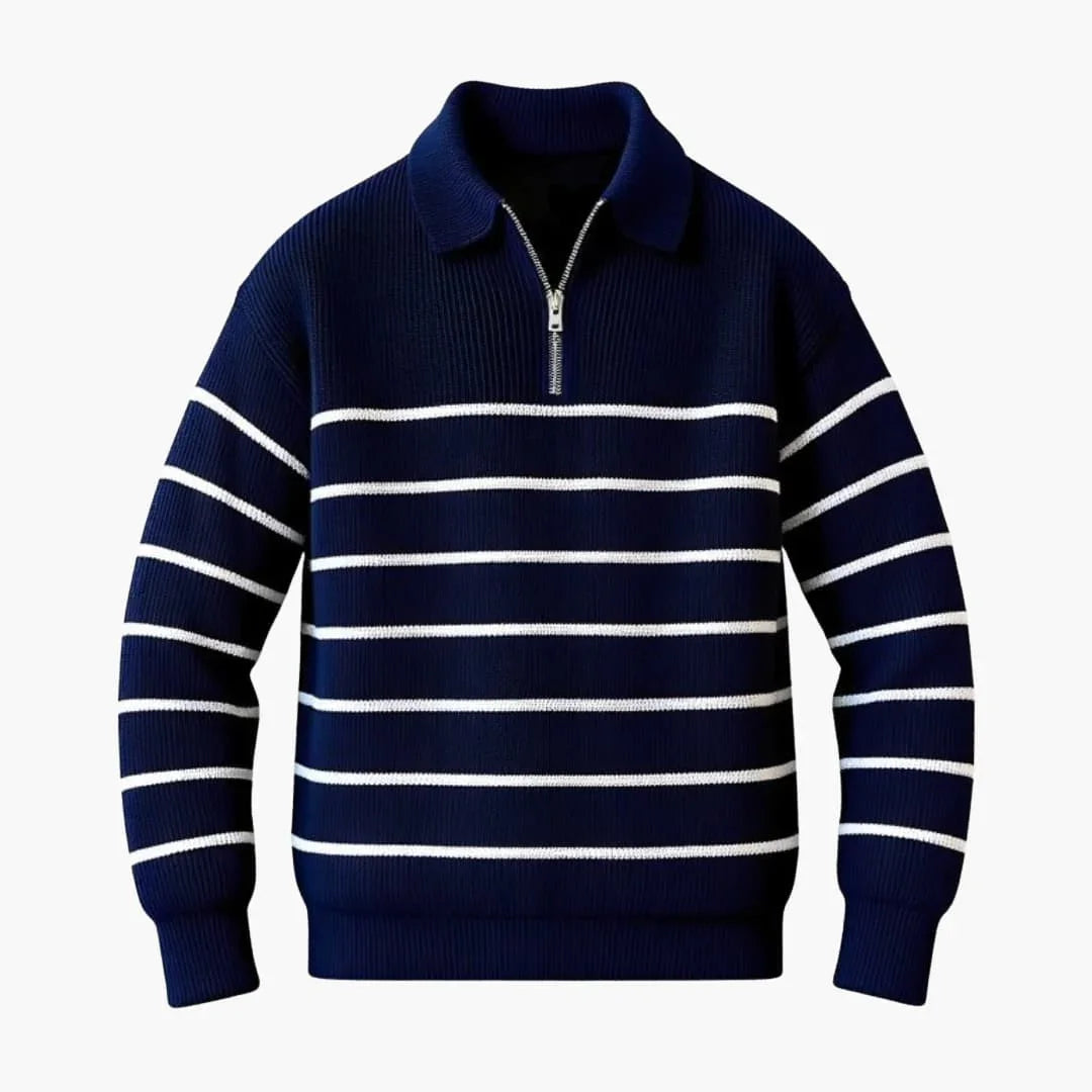 Bavane | Men's Pullover with Half-Zip and Striped Surface
