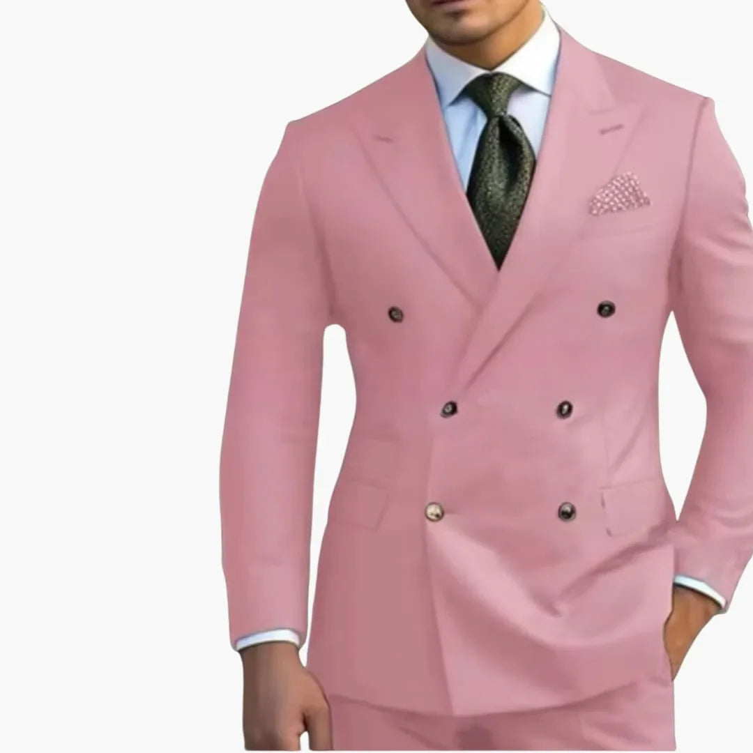 Men's Suit with Lapel Collar and Matching Trousers