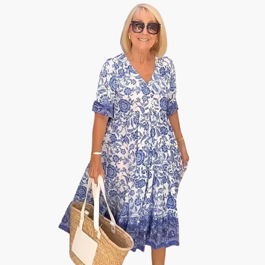 Boho Dress for Women - Floral Dress with V-Neck for Summer