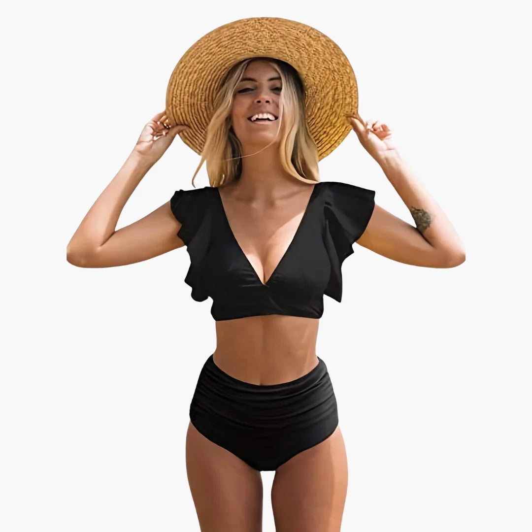 Bavane | Bikini - Women's High Waist Two-Piece with Ruffled Sleeves