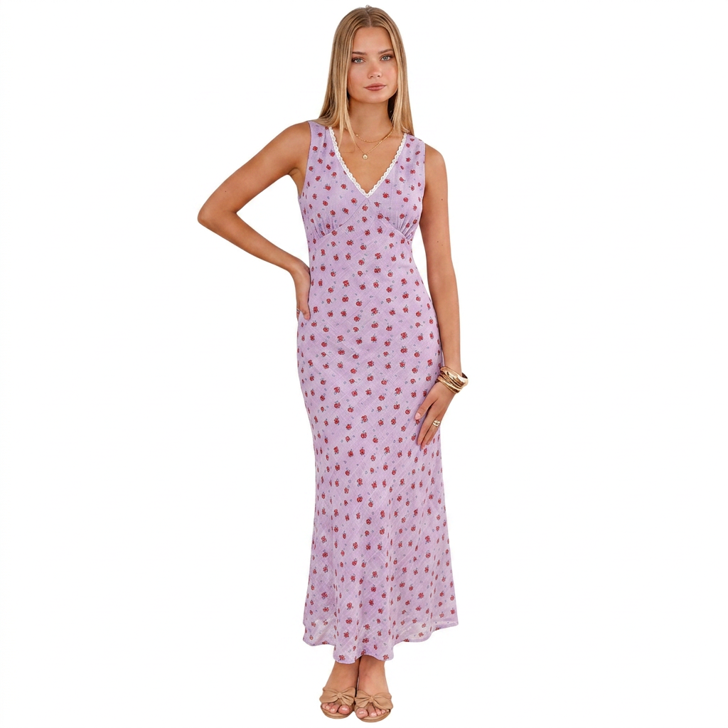 Women’s Sleeveless V-Neck Dress Available in Short and Maxi Lengths