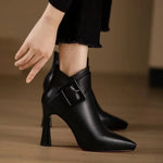 Women's Ankle Boots with Buckle Detail and Block Heel