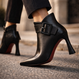 Women's Ankle Boots with Buckle Detail and Block Heel