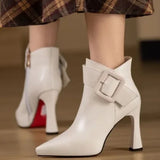 Women's Ankle Boots with Buckle Detail and Block Heel