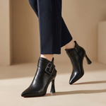 Women's Ankle Boots with Buckle Detail and Block Heel