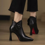 Women's Ankle Boots with Buckle Detail and Block Heel