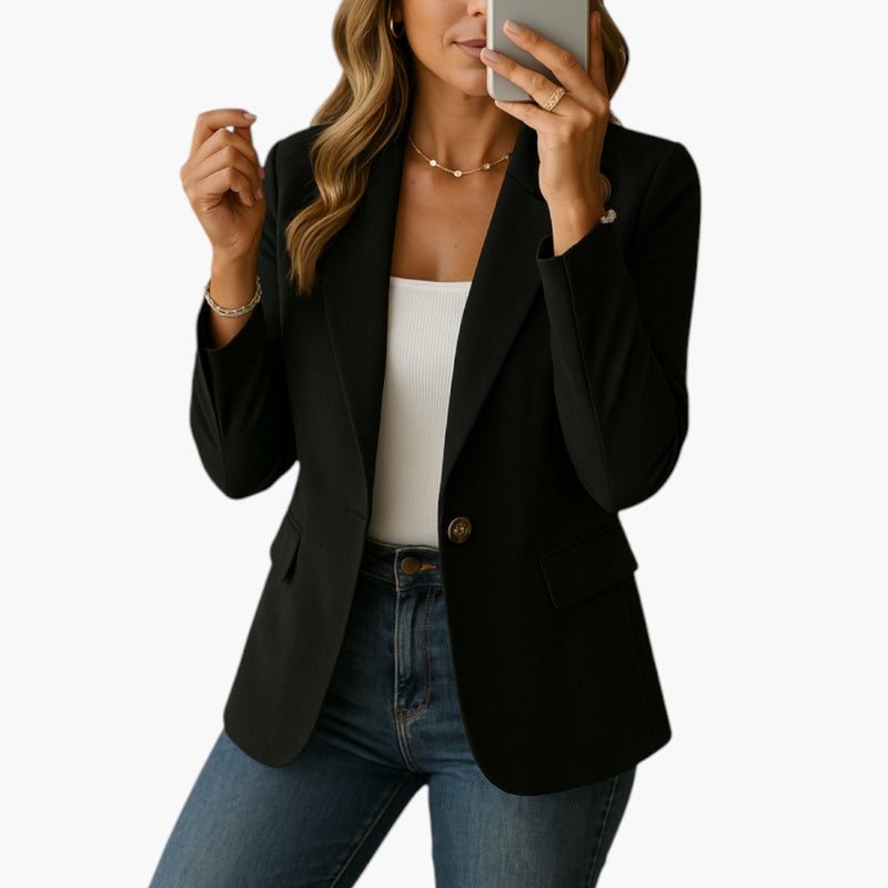 Women's Blazer with Notched Lapel and Single Button