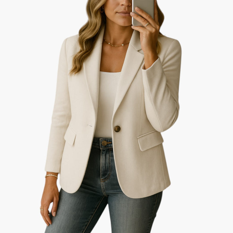 Women's Blazer with Notched Lapel and Single Button