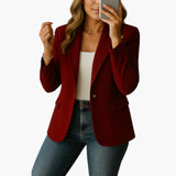 Women's Blazer with Notched Lapel and Single Button