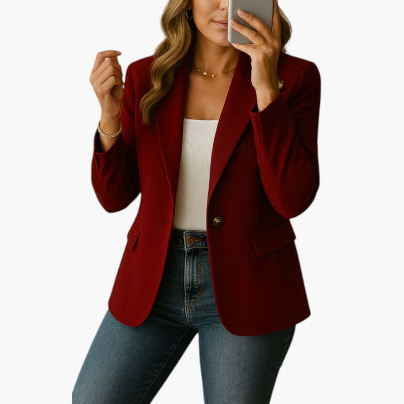 Women's Blazer with Notched Lapel and Single Button