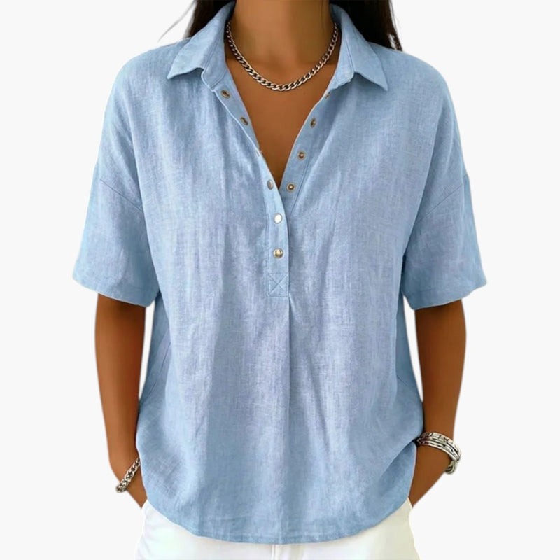 Women's Blouse with Collar and Button Closure